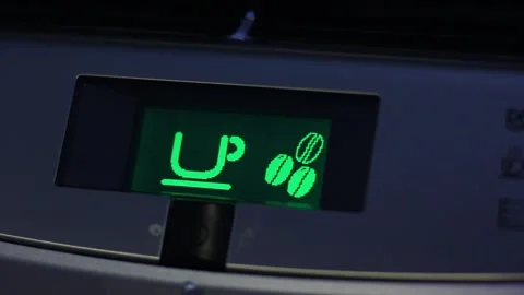 Digital display on a coffee machine close-up Stock Footage 258950166