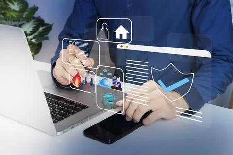 Digital display concept for integrated smart home system control, monitorin.. Stock Photos