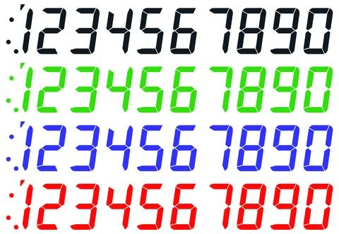 Digital display digits set for design Stock Illustration