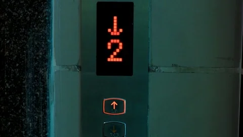 Digital Display in the Elevator with Arrow Up. Digital scoreboard showing floor  Stock Footage 124700502