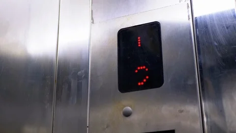 Digital Display in the Elevator with Arrow Up Shows Floors from 8st to 14th Stock Footage 120603609