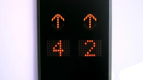 Digital Display in the Elevator with Arrow up Shows Floors number. Stock Footage 132426558