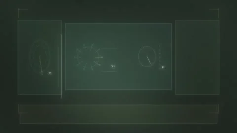 Digital display with graphs and dials on dark background Stock Footage 339326726