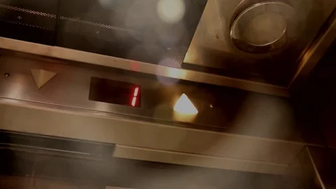 Digital Display Inside Moving up Elevator Stock Footage 74505459