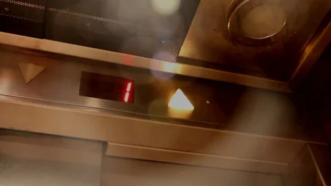 Digital Display Inside Moving Elevator Stock Footage 74505512
