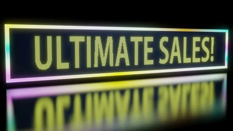 Digital display with the running line "the next station is ultimate sales!" Stock Footage 200824429
