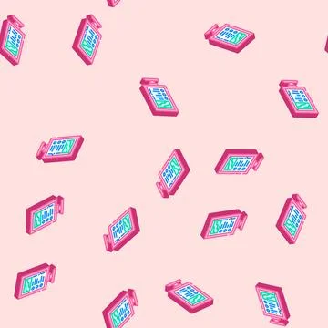 Digital display screen industry 3 isometric icon seamless pattern イラスト素材