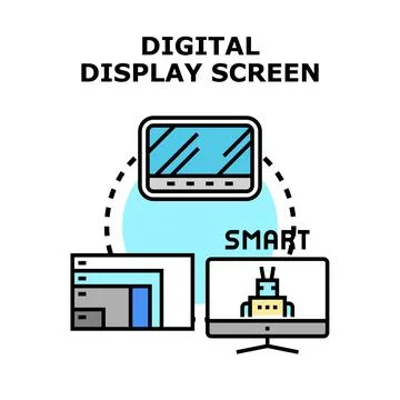 Digital display screen technology concept linking devices Stock Illustration