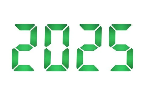 Digital display showcasing the year 2025 in a bright green color, symbolizi.. Stock Photos