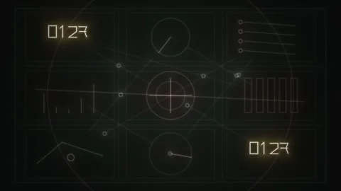 Digital display showing data and patterns in a dark setting Stock Footage 339322959