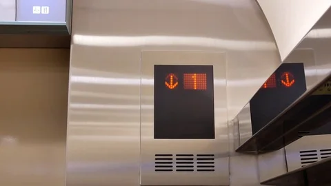 Digital display showing floor number inside elevator go down to B1 floor Stock Footage 83495802