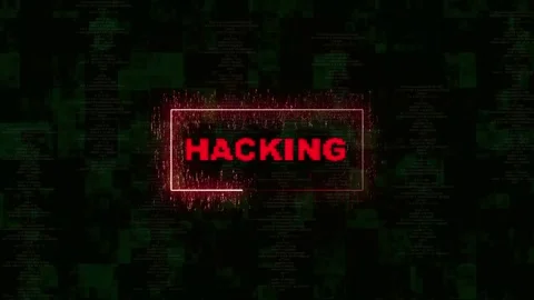 Digital display showing hacking text. Digital display with glitch effects. .. Stock Footage 337021133