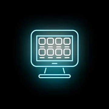 Digital display showing neon blue app icons 库存插图