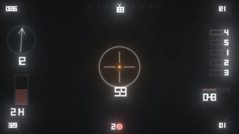 Digital display showing a targeting system in a dark Stock Footage 338325402