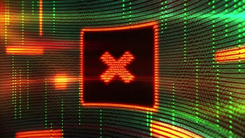 The digital display shows a cross button image formed by computer code Stock Footage 314802211