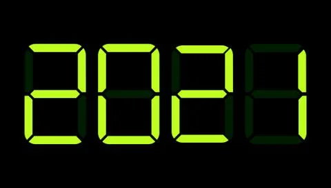 Digital display shows the date of the new year 2021 Stock Illustration