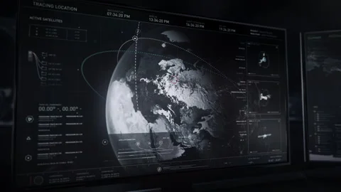 Digital Display Shows Planet Earth Globe Model Searching For Location In Russia Video stock 262477754