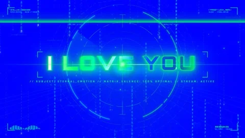 Digital display with text I love you and graphics in blue color Stock Footage 344091941