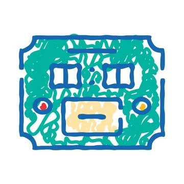 Digital display time icon doodle drawing 스톡 일러스트