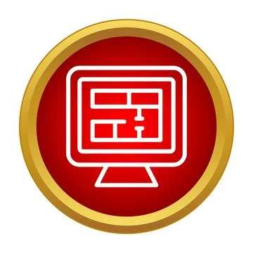 Digital displaying building architecture floor plan icon Stock Illustration