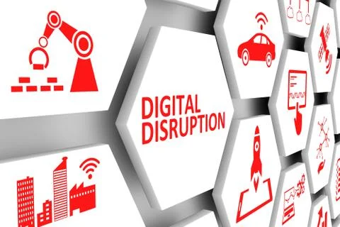 Digital disruption concept cell background 3d illustration Stock Illustration