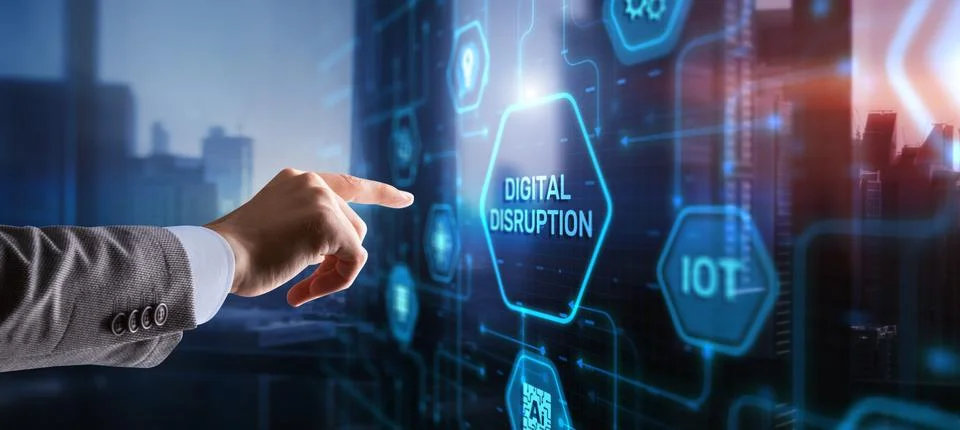 Digital disruption technology background. Innovation business concept Stock Photos