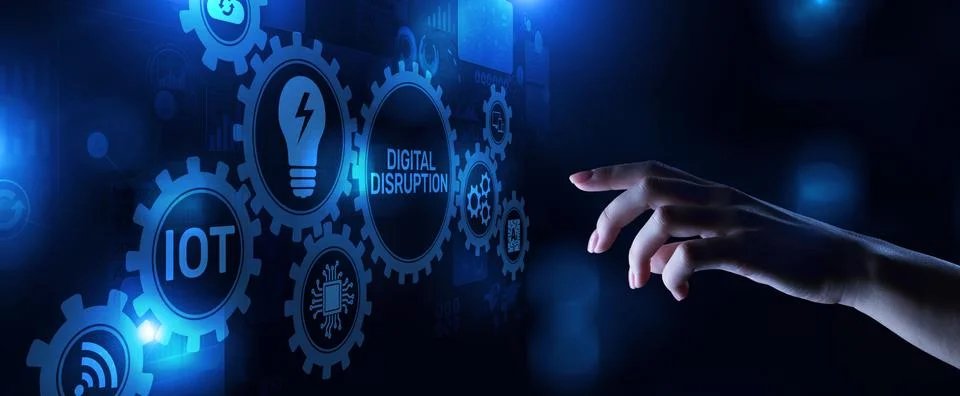 Digital disruption transformation digitalization innovation technology business 스톡 사진