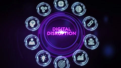Digital disruption transformation innovation technology business internet con 库存影片 198708986