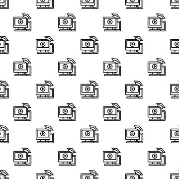 Digital distance learning with video online education pattern Illustrazione stock