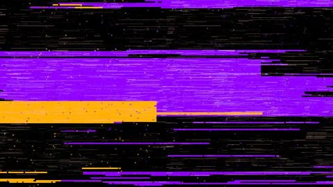 Digital distortion shows a bold abstract pattern with purple, yellow and black Illustrazione stock