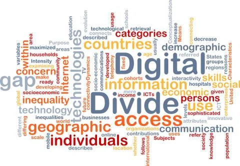 Digital divide wordcloud concept illustration Stock Illustration