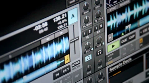 Digital DJ Software playing mp3, showing waveform Stock Footage 29811887