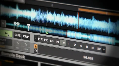 Digital DJ Software playing mp3, showing waveform Stock Footage 29811918