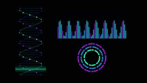 Digital DNA and data graphs motion graphics background Stock Footage 346470350