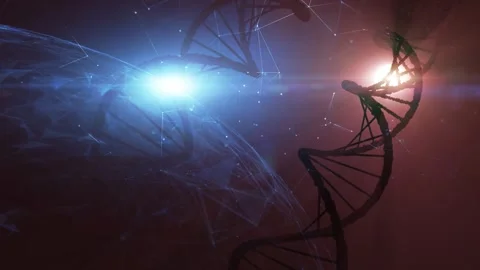 Digital dna chains science background Video stock 323322202