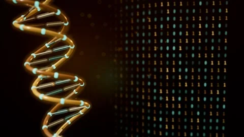 Digital dna data storage binary code helix loop Stock-Footage 343194412
