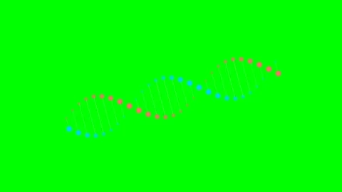 A digital dna double helix molecule structure on a bright green background Stock Footage 340900559