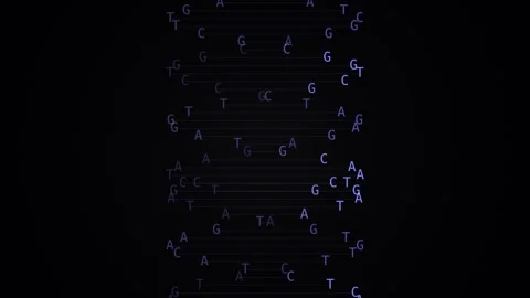 Digital DNA Helix Animation with Falling Genetic Code Characters Stock Footage 340374403