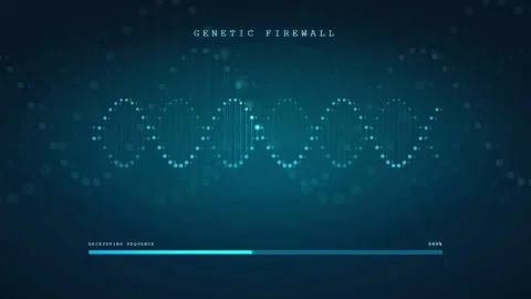 Digital DNA helix animation with genetic firewall interface and data loading Stock Footage 341829214