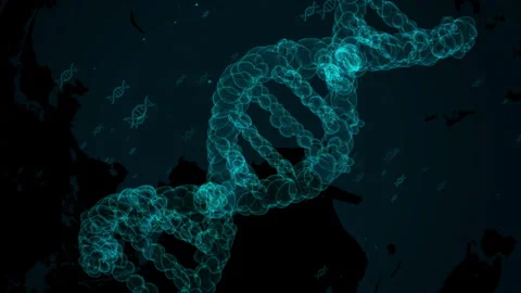 Digital DNA Helix Over World Map Illustrating Genetic Connectivity 库存影片 339125970