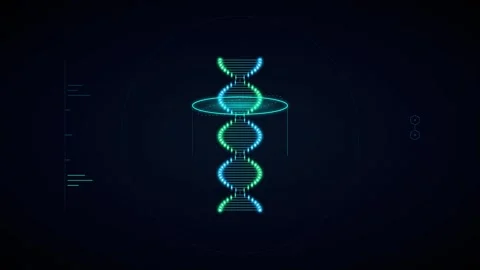 Digital dna helix scan hud interface: futuristic genetic research and biote.. Stock Footage 337567020