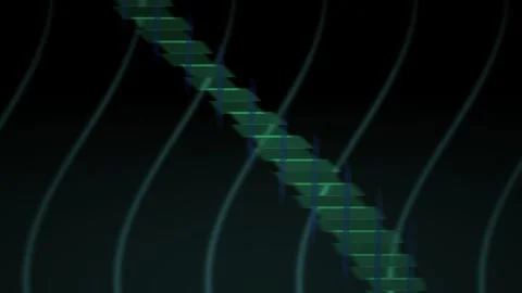 Digital DNA helix structure on dark background with glowing lines. Stock Footage 337504926