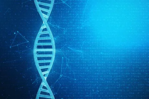 Digital DNA molecule, structure. Concept binary code human genome. DNA molecule Stock Illustration