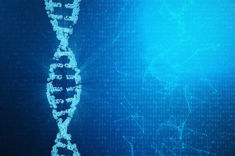 Digital DNA molecule, structure. Concept binary code human genome. DNA molecule Stock Illustration