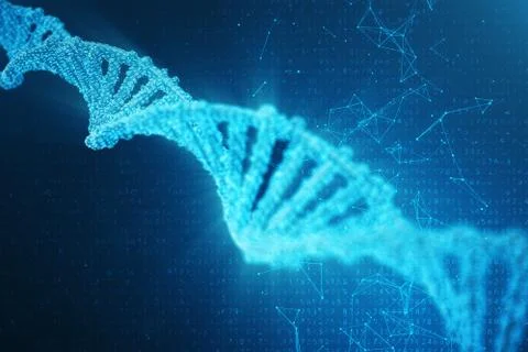 Digital DNA molecule, structure. Concept binary code human genome. DNA molecule Stock Illustration