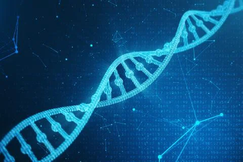 Digital DNA molecule, structure. Concept binary code human genome. DNA molecule Stock Illustration
