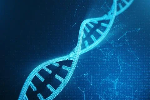 Digital DNA molecule, structure. Concept binary code human genome. DNA molecule Stock Illustration