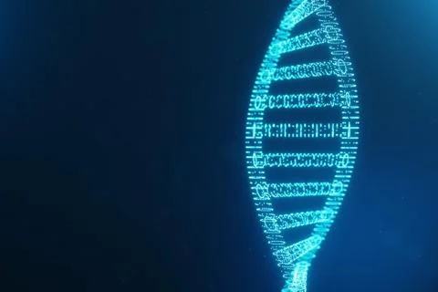Digital DNA molecule, structure. Concept digital code human genome. DNA molecule Illustrazione stock