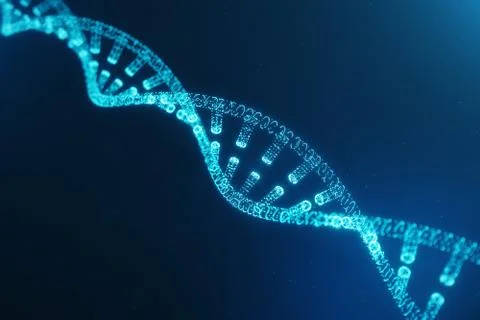 Digital DNA molecule, structure. Concept digital code human genome. DNA molecule Illustrazione stock