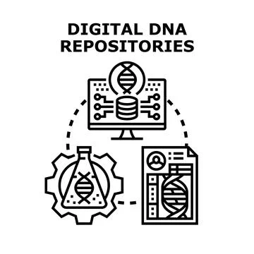 Digital dna repositories concept representing genetic data management Stock Illustration